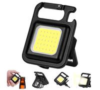 flintronic Linterna Pequeña COB, Linterna LED con Iman e Gancho COB 500 lumens, 45g Mini Linterna LED Llavero Recargable, Luces LED Portátil para Pesca, Senderismo y Camping (Cuadrado)