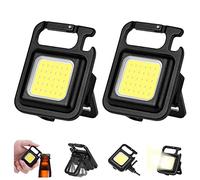 flintronic Linterna Pequeña COB, Linterna LED con Iman e Gancho COB 500 lumens, 45g Mini Linterna LED Llavero Recargable, Luces LED Portátil para Pesca, Senderismo y Camping (Cuadrado 2Pcs)
