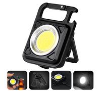 flintronic Linterna Pequeña COB, Linterna LED con Iman e Gancho COB 500 lumens, 45g Mini Linterna LED Llavero Recargable, Luces LED Portátil para Pesca, Senderismo y Camping (Redondo)