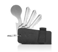 flintronic Llavero Compacto de Tela de Cuero Genuino Organizador de Llaves con Token de Carrito de la Compra, Llavero Inteligente Unisex con Capacidad para 6 Llaves, Color Negro