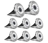 flintronic Luces Solar de Tierra Luz,8Pack/12LEDs Luz Solar de Tierra, Luces Solares Jardin Impermeable Lámpara en el Exterior, Patio, Entrada de Garaje, Césped, Decoración de Camin Impermeable
