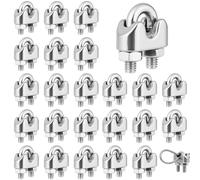 Flintronic M2 Presillas Cable Acero Abrazaderas, 24 Piezas 304 Inoxidable Perno En U Sujetacables de Acero Wire Rope Clips, Wire Rope Clips Tensor Cuerda Tendedero, para Cable de Acero Ø 2 mm