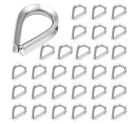 Flintronic M4 Dedal de Cuerda de Alambre, 30 Piezas Dedales de Cable de Acero Inoxidable 304, Dedales de Cable de Acero de Reutilizables, para Cuerdas de 4 mm, Tendederos, Mástiles, Techos, Toldos