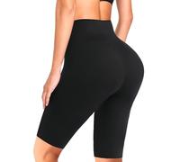 Flintronic Mallas Cortos Mujer Fitness Cintura Alta, Leggins Yoga Correr Deporte, Leggings de Gimnasio, Pantalones Capri 3/4 Deportivos, Negro, S