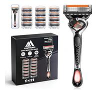 Flintronic Maquinilla Hombre, 12 Cuchillas y 1 Mango Con Banda Lubricante De Recambio 1 Estuche De Viaje, para un Afeitado Apurado y Rápido