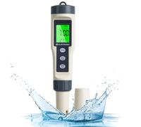Flintronic Medidor de PH, 4 en 1 PH/TDS/EC/Temperatura Probador de Calidad del Agua, Pantalla LCD con Retroiluminación Verde Probador de Calidad del Agua, para Acuarios/Hidroponía/Piscina-Gris