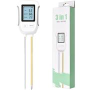 Flintronic Medidor de Suelo 3 en 1, Medidor de pH de Tierra, Probador Digital de Suelo, con Temperatura/Humedad/LIluminanc/PH, para Plantas al Aire Libre, Jardinería, Agricultura, (Sin Batería)