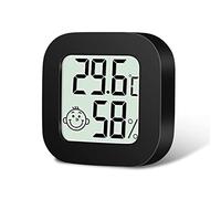 Flintronic Mini Higrometro Digital Termometro, 1Pieza Termómetro Interior del higrómetro, Pantalla LED con Logo de Confort para Termometro Ambiental para Oficina Habitación de Bebé Jardín (Negro)
