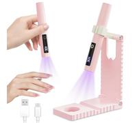 flintronic Mini Lampara UV LED Uñas, Secador de Uñas Portátil con Soporte Temporizador 30/60, 3W Lampara Uñas Semipermanentes, USB Recargable, Secado Rápido para Manicura, DIY, Hogar y Salón-Rosa