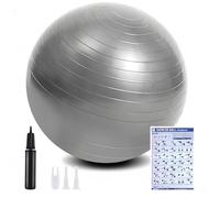 flintronic Pelota de Pilates, 55cm Fitness Pelota de Ejercicio, Embarazo y Sentarse, Equilibrio, Entrenamiento, Incluye Manual de Instrucciones, Bomba de Aire, Gris 55cm
