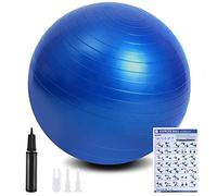 flintronic Pelota de Pilates, 65cm Fitness Pelota de Ejercicio, Embarazo y Sentarse, Equilibrio, Entrenamiento, Incluye Manual de Instrucciones, Bomba de Aire, Azul 65cm