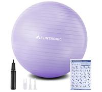 flintronic Pelota de Pilates, 65cm Fitness Pelota de Ejercicio, Embarazo y Sentarse, Equilibrio, Entrenamiento, Incluye Manual de Instrucciones, Bomba de Aire, Púrpura 65cm