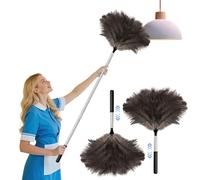 flintronic Plumero Extensible de Plumas de Avestruz, 39-115cm Artificial Plumero de Plumas de Avestruz, Suaves, Reutilizable, 2pc Antiestático, para Suministros de Limpieza, Hogar