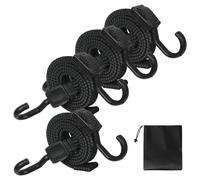 flintronic Pulpos Elasticos 4 Piezas, Ajustable Gomas Elasticas con Gancho, Correas Elasticas Planas de Goma, 100cm Cuerda Elástica con Gancio, para Transporte, Equipaje, Coche, Camping, Toldo
