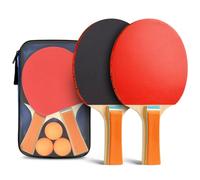 flintronic Raqueta de Tenis de Mesa, Set de Ping Pong Portátil con 2 Raquetas de Ping Pong Profesional, 3 Pelotas de Tenis de Mesa, 5 Capas de Madera de álamo, para Juegos de Interior y Exterior