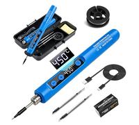 Flintronic Soldador Estaño, Kit de Soldador Inalámbrico, Kit de Soldador Recargable USB con LCD, Temperatura Ajustable 180 °C a 450 °C, 3 Puntos de Soldadura, Pasta y Alambre de Soldadura, Reparación