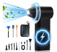 flintronic Soplador de Polvo Eléctrico, Compressed Air Duster PC Cleaner, Potente 4 Velocidades 130000RPM, con Luz LED, Batería Recargable de 5000 mAh, para Ordenador, Coche, Sofá