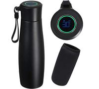 Flintronic Taza termo, Pantalla táctil LCD con indicador de temperatura Taza de Viaje, 400ML Vacuum Cup Travel Mug Con función de recordatorio, Frasco de Vacío de Acero Inoxidable 304, Negro