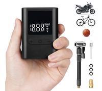 Flintronic Tiny Pump Mini Bomba para Bicicleta, Portátil Bomba de Bicicleta con Bateria, con Accesorio de Válvulas, Pantalla LCD Digital, 100PSI, 500mAh, para Bicicletas, Motos, Pelotas