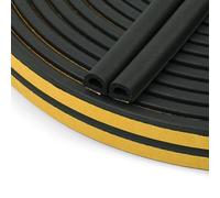 flintronic Tira de Sellado Junta, 12 M Burletes Puertas para Puerta Ventana, 9mm*6mm Goma burlete para Puerta Ventana Antigolpes Autoadhesiva Autoadhesiva Antigolpes Prevenga el Ruido Tipo D, Negro