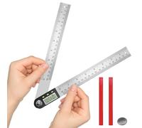 Flintronic Transportador Digital, 8"/400mm Medidor de Ángulos Digital LCD, Transportador de Ángulo 360°, Regla de Acero Inoxidable con Función de Bloqueo, para Carpintería Tareas Construcción DIY