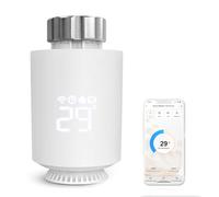 flintronic Valvulas Termostaticas WiFi Inteligente, Cabezal Termostático Inteligente Zigbee, Control Remoto, Ahorro de Energía, Requiere Zigbee Hub, Pantalla LED, Compatible Alexa y Google