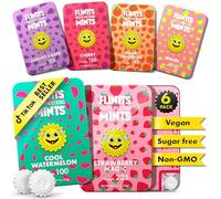 Flintts Mints Fruit Troop - Mentas deliciosas sin azúcar para alivio de boca seca y frescura, apoyo vegano para la salud bucal con efecto brillante, sustituto de saliva de viaje de bolsillo