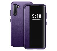 Flip Case for Samsung Galaxy Note 10 Case S-View Window, Translucent Clear View Folio 360 grados Protective Slim Phone Cases, PU & TPU Flip Cover for Samsung Galaxy Note 10 5G (púrpura)