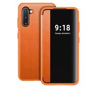 Flip Case for Samsung Galaxy Note 10 Case S-View Window, Translucent Clear View Folio 360 grados Protective Slim Phone Cases, PU & TPU Flip Cover for Samsung Galaxy Note 10 5G (naranja)
