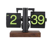 Flip Clock 12h, Reloj de Escritorio Vintage Reloj Retro Abatible hacia Abajo Reloj Mecánico Números Grandes de una Sola Cara Reloj Mecánico Retro Automático (Página Verde con