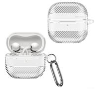 Flip Cover para Huawei FreeClip Auriculares Fibra de Carbono Estilo Carga Inalámbrica Compatible Gris (Transparente)