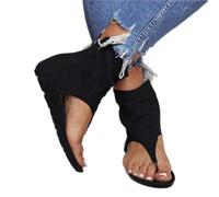 Flip Flop Sandals Women's Summer Flat Heel Round Toe Back Zipper Sandals Posh Gladiator Sandals Flip Flop Shoes Black 42 (Black 37 M EU)