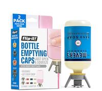 Flip-It! Kit de vaciado de botellas, no más desperdicio, se adapta a la mayoría de botellas de plástico, saca cada gota de champús, lociones y más, 2 tapas base, 6 adaptadores, edición de color