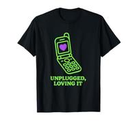Flip Phone Summer Unplugged Retro Heart Digital Detox Vibes Camiseta