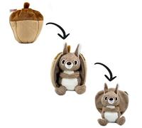 FLIPETZ by Les DéGLINGOS - Peluche Reversible Ecurueil/Borla - Doudou Cache-Cache 2 en 1 Ultra Suave - Regalo de Nacimiento Mixto y Primera Edad - Marrón y Beige, 20 cm
