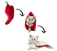 FLIPETZ by Les DéGLINGOS - Peluche Reversible Gat/Pimiento - Doudou Cache-Cache 2 en 1 Ultra Suave - Regalo de Nacimiento Mixto y Primera Edad - Rojo y Gris, 20 cm