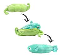 FLIPETZ by Les DéGLINGOS - Peluche Reversible Pescado/Lunares - Manta 2 en 1 Ultra Suave - Regalo de Nacimiento Mixto y Primera Edad - Verde y Azul, 20 cm