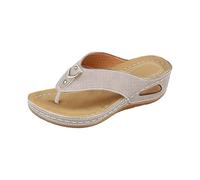 Flipflop Sandalias de verano para mujer, sandalias de cuña con plantilla, elegantes sandalias de dedos de los pies, sandalias de verano ligeras, sandalias de playa para el tiempo libre, tallas grandes