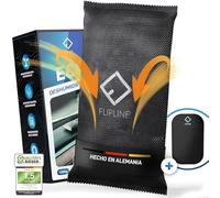 FLIPLINE Deshumidificador Eco para coche, 1 kg [fabricado en Alemania] + Cojín Antideslizante Reutilizable (40% de Absorción) - Evita Parabrisas Empanados - Cojín de humedad