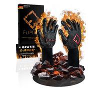 FLIPLINE® Guantes para Parrilla Resistentes al Calor, Guantes ignífugos de Primera Calidad, Guantes para Horno, Guantes para cocinar y Hornear, Guantes para Barbacoa con E-Book (M)