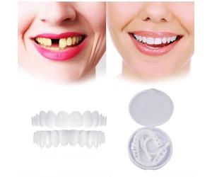 Flipped Warmth Dentadura Postiza Silicona, 2 Pares Carillas Dentales Ajustables, Dientes Postizos De Superior E Inferior, Dentaduras Postizas Cómodas para Dientes Malos