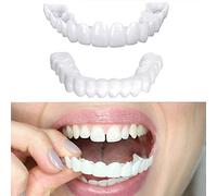 Flipped Warmth Dientes Postizos Temporales, 2 Pares Carillas Dentales Ajustables, Dentaduras Superior E Inferior Instantáneas, Cosméticos, para Hombre Y Mujer
