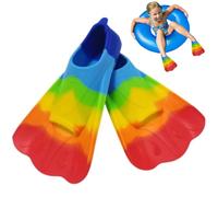 Flippers Kids Silicone Flipper Cómodos Aletas de natación Rainbow Fins para Entrenamiento de natación Buceo de jóvenes Cortos para Buceo Snorkel Actividades de Piscina XS Flipper
