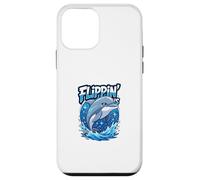 Flippin’ Is Funny Cartoon Dolphin | Humour Animal Ocean Carcasa para iPhone 12 Mini