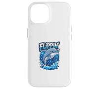 Flippin’ Is Funny Cartoon Dolphin | Humour Animal Ocean Carcasa para iPhone 14