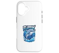 Flippin’ Is Funny Cartoon Dolphin | Humour Animal Ocean Carcasa para iPhone 16