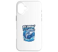 Flippin’ Is Funny Cartoon Dolphin | Humour Animal Ocean Carcasa para iPhone 16 Plus