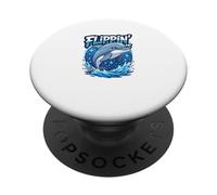 Flippin’ Is Funny Cartoon Dolphin | Humour Animal Ocean PopSockets PopGrip Adhesivo