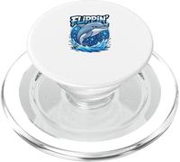 Flippin’ Is Funny Cartoon Dolphin | Humour Animal Ocean PopSockets PopGrip para MagSafe
