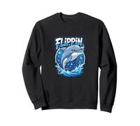 Flippin’ Is Funny Cartoon Dolphin | Humour Animal Ocean Sudadera
